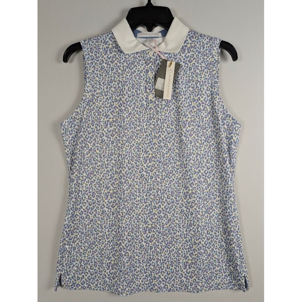 Fairway & Greene Juli Sleeveless Golf Polo Womens Small Animal Print